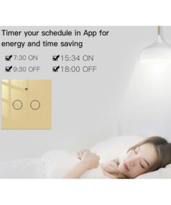 Interruttore Wifi Da Parete 86X86 Pannello Touch 2 Tasti Colore Oro WiFi + RF 433 Compatibile con Amazon Alexa e Google Home