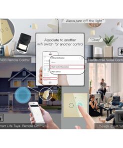 Interruttore Wifi Da Parete 86X86 Pannello Touch 2 Tasti Colore Oro WiFi + RF 433 Compatibile con Amazon Alexa e Google Home