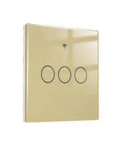 Interruttore Wifi Da Parete 86X86 Pannello Touch 3 Tasti Colore Oro WiFi + RF 433 Compatibile con Amazon Alexa e Google Home