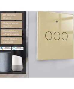 Alternative view of Interruttore Wifi Da Parete 86X86 Pannello Touch 3 Tasti Colore Oro WiFi + RF 433 Compatibile con Amazon Alexa e Google Home