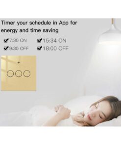 Interruttore Wifi Da Parete 86X86 Pannello Touch 3 Tasti Colore Oro WiFi + RF 433 Compatibile con Amazon Alexa e Google Home