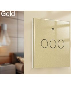 Interruttore Wifi Da Parete 86X86 Pannello Touch 3 Tasti Colore Oro WiFi + RF 433 Compatibile con Amazon Alexa e Google Home