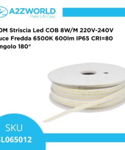 Alternative view of 50M Striscia Led COB 8W/M 220V-240V Luce Fredda 6500K 600lm IP65 CRI=80 Angolo 180°