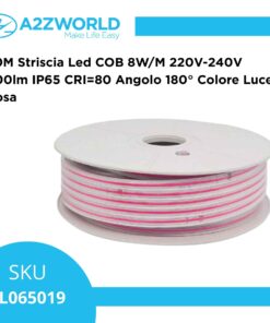 Alternative view of 50M Striscia Led COB 8W/M 220V-240V 600lm IP65 CRI=80 Angolo 180° Colore Luce Rosa