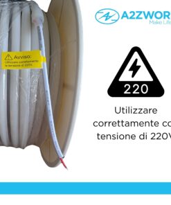 Striscia Led 220V AC IP65 Da 50 Metri, Bianco Freddo 6500K, 10W/M 260LED/M 888LM/M, Tagliabile Ogni 5cm, CRI≥85 10X7mm, Angolo 180°, IP65, Tanti Accessori Inclusi