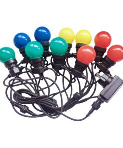 Stringa Catena Con 10 Lampade Led RGBY Rotolo da 5 Metri IP44 Per Giardino Festa Matrimonio Natale Halloween SKU-7435