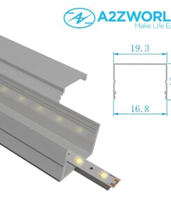 Kit Profilo Alluminio Completo Da 2 Metri Per Striscia Led, Alta, Dimensione 19.3X13mm, Larghezza Interna 15mm, 135g/m, Copertura Opale, Tappi Chiusura e Clip Fissaggio Incluso