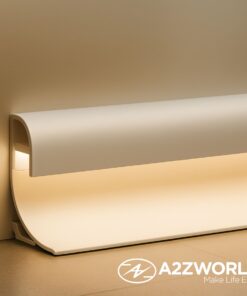 Kit Profilo Alluminio Completo Da 2 Metri Per Striscia Led, Angolare Per Battiscopa e Soffitto (2 Pezzi), Dimensione 36.4X60.2mm, Larghezza Interna 9.6mm, 676g/m, Copertura Opale, Tappi Chiusura e Clip Fissaggio Incluso, BAV23180