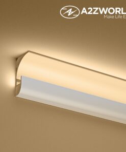 Kit Profilo Alluminio Completo Da 2 Metri Per Striscia Led, Angolare Per Battiscopa e Soffitto (2 Pezzi), Dimensione 36.4X60.2mm, Larghezza Interna 9.6mm, 676g/m, Copertura Opale, Tappi Chiusura e Clip Fissaggio Incluso, BAV23180