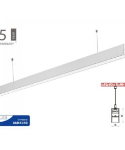 Lampada Led Lineare A Sospensione Slim 120cm 40W Corpo Bianco Neutro 4000K Allungabile Chip Samsung  SKU-21376