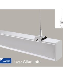 Lampada Led Lineare A Sospensione 40W UGR 19 Colore Silver Alluminio Neutro 4000K Dimmerabile 0-10V Allungabile Linkable Fino a 12 Metri SKU-21384