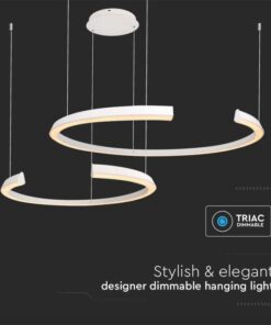 Lampadario LED a Sospensione 48W 5150lm Doppia Mezzaluna Bianco 3000K 1160X760mm Triac Dimmerabile SKU-14992