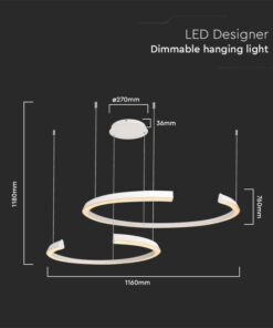 Lampadario LED a Sospensione 48W 5150lm Doppia Mezzaluna Bianco 3000K 1160X760mm Triac Dimmerabile SKU-14992