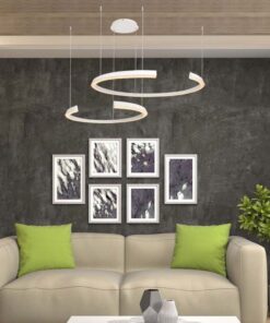 Lampadario LED a Sospensione 48W 5150lm Doppia Mezzaluna Bianco 3000K 1160X760mm Triac Dimmerabile SKU-14992