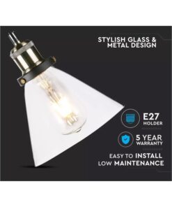 Alternative view of Lampadario A Sospensione Campana in Vetro Attacco E27 Colore Trasparente SKU-3738