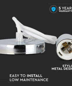 Alternative view of Lampada A Sospensione Cilindro in Metallo Cromato Attacco E27 Cavo Bianco SKU-3755