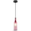 Lampadario a Sospensione Forma Bottiglia In Vetro Colore Rosa Pink Attacco E14 Per Ristorante Sushi Bar SKU-3772