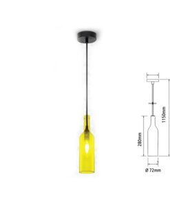 Lampadario a Sospensione Forma Bottiglia In Vetro Colore Giallo Attacco E14 Per Ristorante Sushi Bar SKU-3773