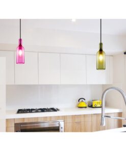 Alternative view of Lampadario a Sospensione Forma Bottiglia In Vetro Colore Giallo Attacco E14 Per Ristorante Sushi Bar SKU-3773