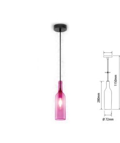 Lampadario a Sospensione Forma Bottiglia In Vetro Colore Rose Viola Attacco E14 Per Ristorante Sushi Bar SKU-3774