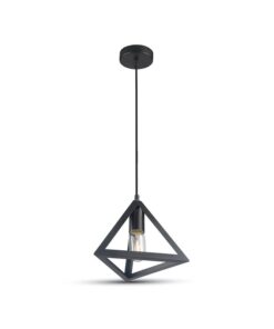 Lampadario a Sospensione Forma Piramide in Metallo Colore Nero Opaco Con Portalampada E27 Max 60W SKU-3832
