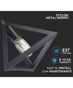 Alternative view of Lampadario a Sospensione Forma Piramide in Metallo Colore Nero Opaco Con Portalampada E27 Max 60W SKU-3832