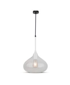 Lampadario a Sospensione Decanter in Vetro Lucido Attacco E27 Colore Bianco SKU-3884