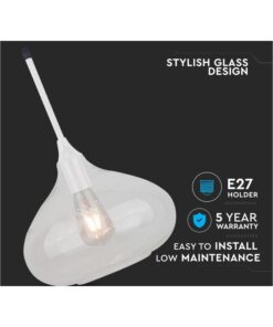 Alternative view of Lampadario a Sospensione Decanter in Vetro Lucido Attacco E27 Colore Bianco SKU-3884