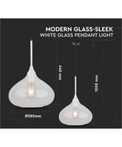 Lampadario a Sospensione Decanter in Vetro Lucido Attacco E27 Colore Bianco SKU-3884