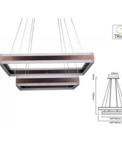 Lampada Led A Sospensione Rettangolare Colore Coffee Marrone Doppio Anello 600X300mm 400X200mm 3000K 100W Dimmerabile Triac Dimmer SKU-3988