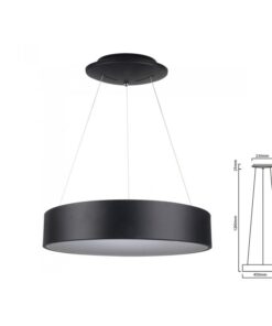 Lampada Led A Sospensione Moderno Circolare Colore Nero Diametro 450mm 25W 3000K Dimmerabile SKU-3993