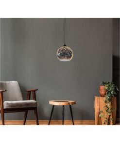 Lampadario Led a Sospensione Campana in Vetro Colore Cromo Specchio con Effetto 3D Diametro 20cm Attacco E27 SKU-40121
