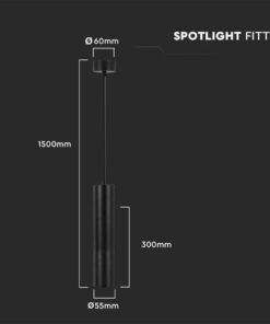 Lampada a Sospensione Cilindro Attacco GU10 Corpo in Alluminio Nero Riflettore Colore Oro D:60*300MM SKU-6686