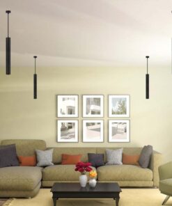 Lampada a Sospensione Cilindro Attacco GU10 Corpo in Alluminio Nero Riflettore Colore Oro D:60*500MM SKU-6687