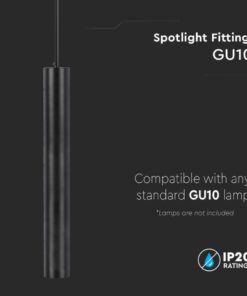 Lampada a Sospensione Cilindro Attacco GU10 Corpo in Alluminio Nero Riflettore Colore Oro D:60*500MM SKU-6687