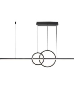 Lampadario LED a Sospensione 15W 1500lm dal Design Moderno 2 Anelli + Barra Led Colore Nero 4000K SKU-6935