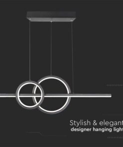 Lampadario LED a Sospensione 15W 1500lm dal Design Moderno 2 Anelli + Barra Led Colore Nero 4000K SKU-6935