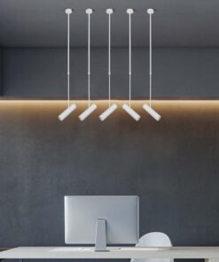 Lampada a Sospensione Attacco GU10 Struttura Telescopica Rigida Regolabile 830mm*1170mm Dimensioni spot :60*220MM Bianco SKU-7574