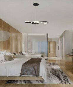 Lampadario LED a Sospensione 18W 2260lm Design Moderno Circolo Spirale Lunga 700mm Colore Nero 3000K SKU-8020