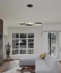 Lampadario LED a Sospensione 18W 2260lm Design Moderno Circolo Spirale Lunga 700mm Colore Nero 3000K SKU-8020