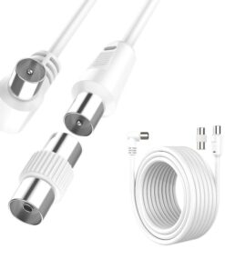 Cavo Coassiale Antenna TV con Connettore ad Angolo Retto Maschio Maschio Adattatore Femmina Femmina Incluso 25m Supporta HD UHD 4K