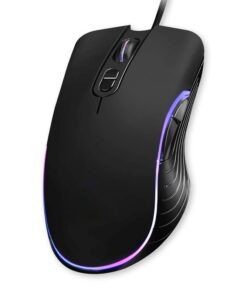 Mouse da Gioco con 2 Tasti Laterali e Tasto Regola DPI RetroIlluminato con RGB Casuale Filo Antipiega 1,25 metri Modello Finitura Nero Opaco