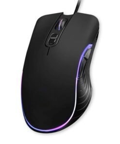 Mouse da Gioco con 2 Tasti Laterali e Tasto Regola DPI RetroIlluminato con RGB Casuale Filo Antipiega 1,25 metri Modello Finitura Nero Opaco