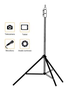 Staffa Triangolare Regolabile Max 210 cm, Supporto per Luce Anello e Ecc