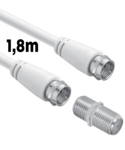 Cavo Sat Coassiale Connettore F su F con Adattatore Femmina-Femmina Incluso Cavo Antenna TV da 1.8m
