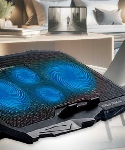 Supporto Regolabile con Ventola per Laptop PC Modello 2 Ventole da 14cm e 2 da 7cm Dimensione Supporto L39cm x W28cm x H2.9cm