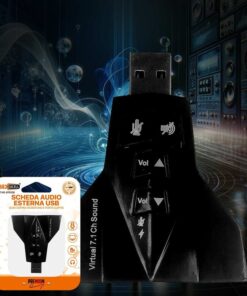 Adattatore Scheda Audio USB2.0 con Doppio Ingresso Jack 3.5mm per Cuffie e Microfono Regolabile Supporta 7.1 Audio Surround Compatibilità Universale