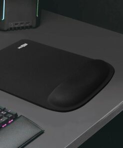 Tappetino Mouse con Poggiapolso Mousepad da Scrivania Colore Nero Misura 21 x 25 cm Fondo in Gomma Antiscivolo
