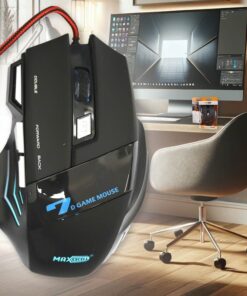 Mouse da Gioco con 2 Tasti Laterali e Tasto Regola DPI RetroIlluminato con RGB Casuale Filo Antipiega 1,25 metri Modello Tasto Doppio Click