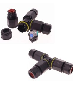 2 Connettori Veloce IP68 Forma T 3 Posti per Cavo Elettrico 6 12mm 125x80x30mm